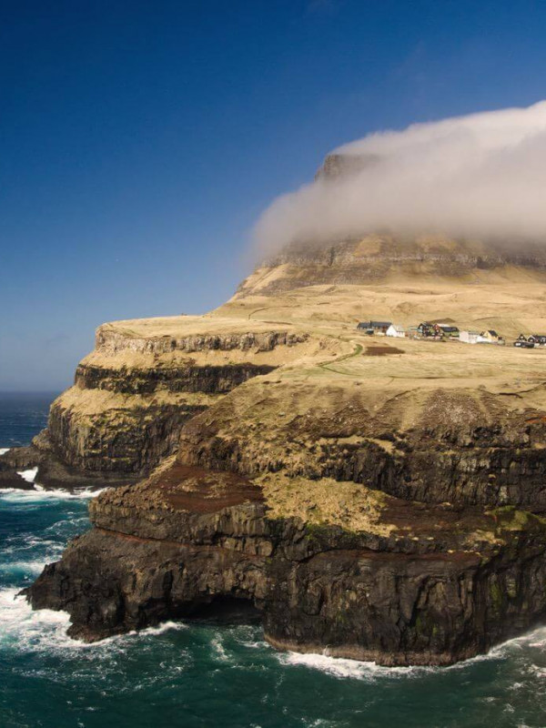 Spectacular cliffs and a waterfall