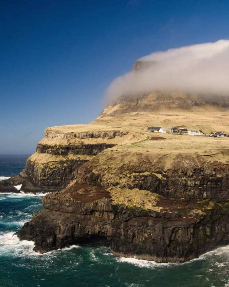 Spectacular cliffs and a waterfall