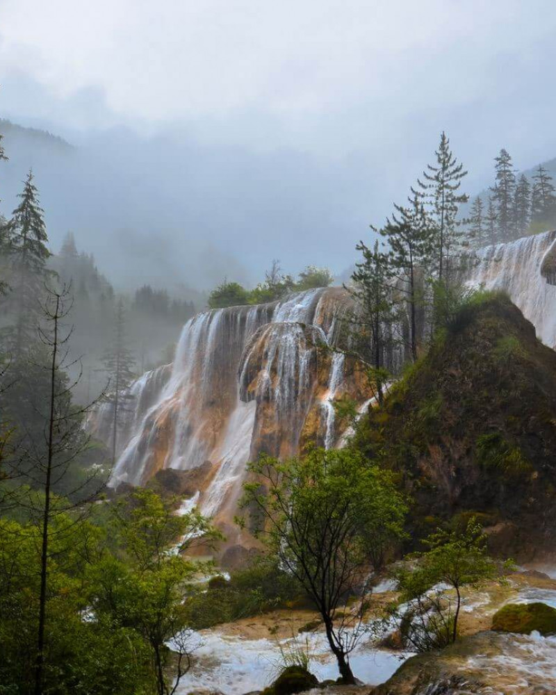 A huge waterfall in the forest