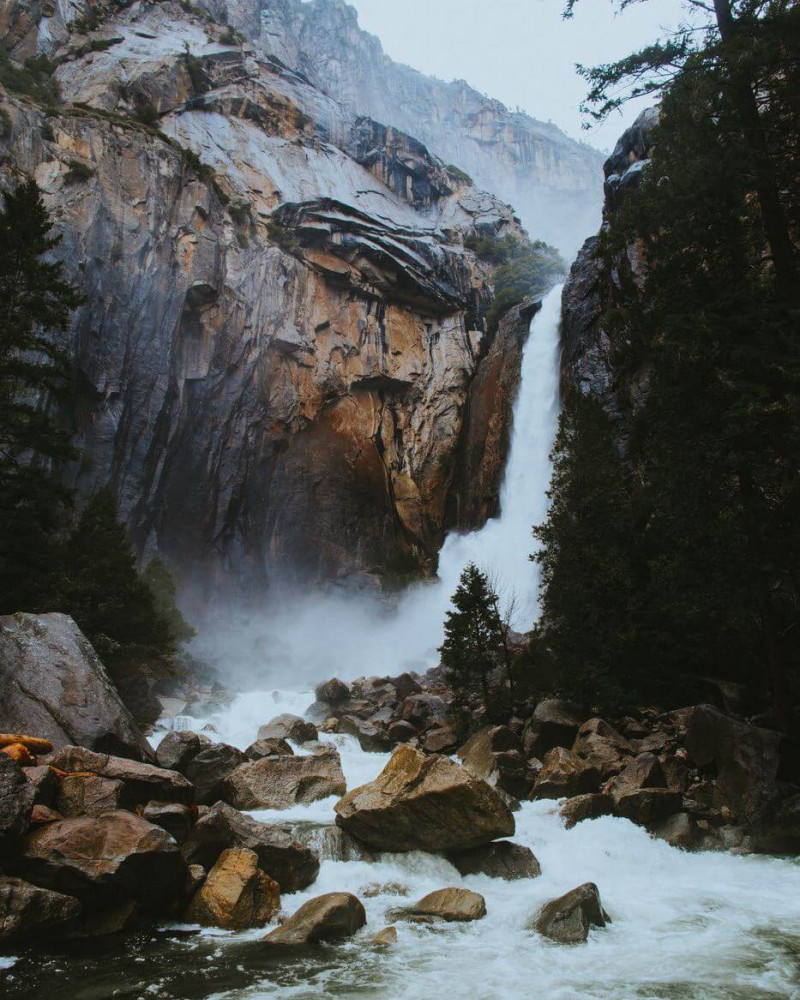 Waterfall and rocks